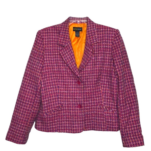 metrostyle Jackets & Blazers - NEW - METROSTYLE Barbie Hot Pink Multicolor Tweed Button Front Blazer - Size 20